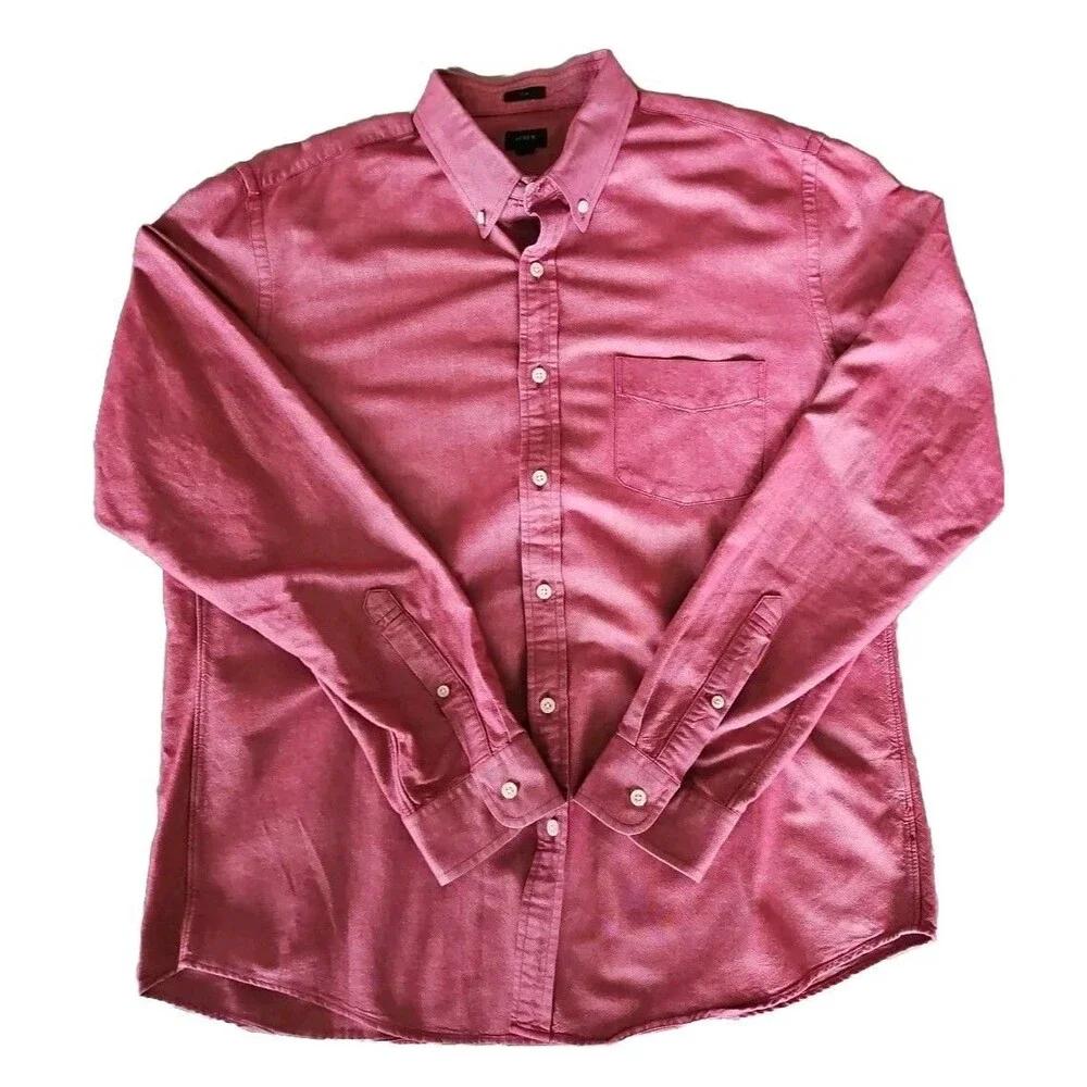 J.Crew Slim Oxford Shirt in Heathered Red Maroon | XL | 100% Cotton